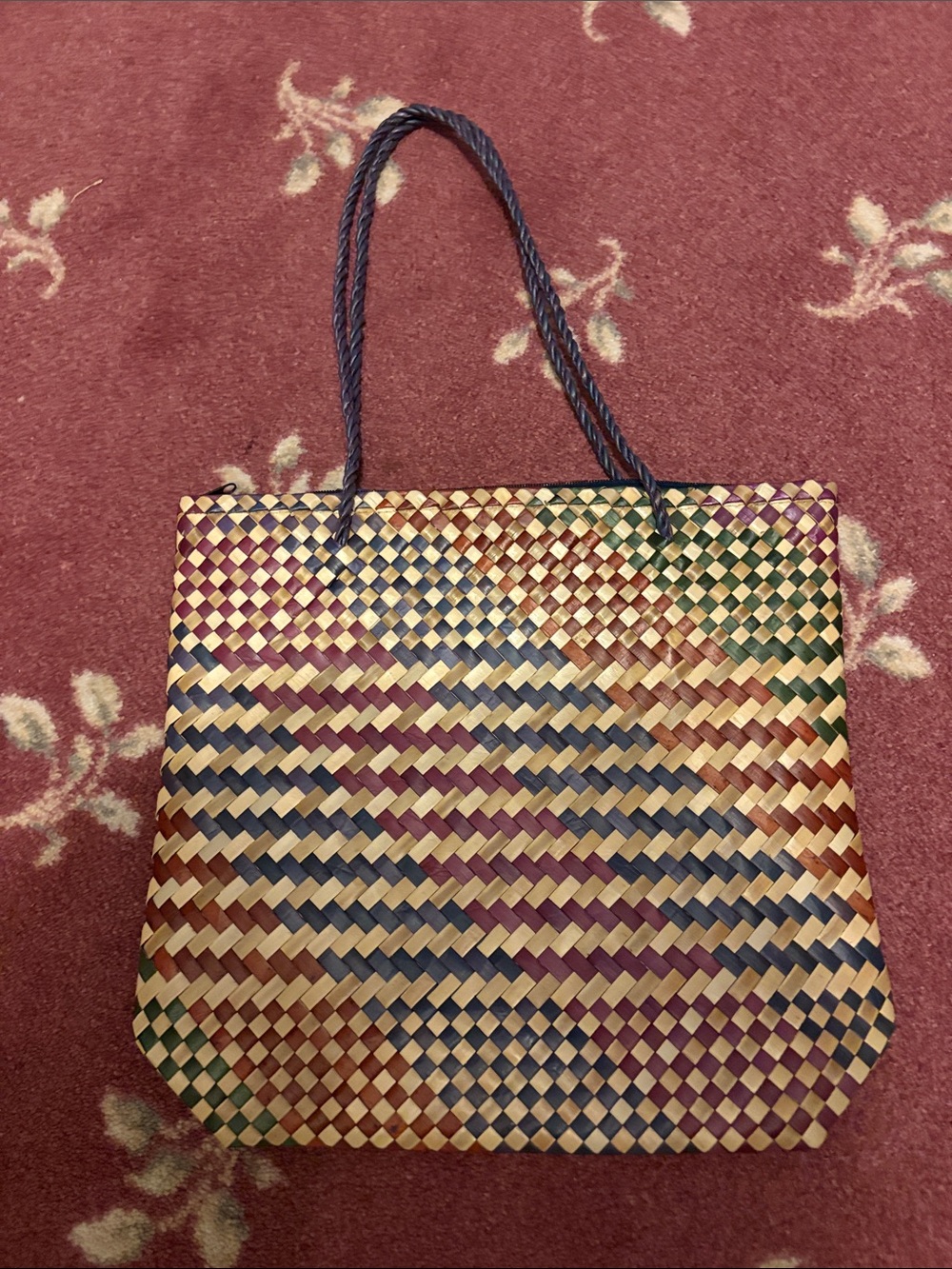 NWOT Woven Multicolor Straw Tote Bag - Unbranded - Picture 1 of 9